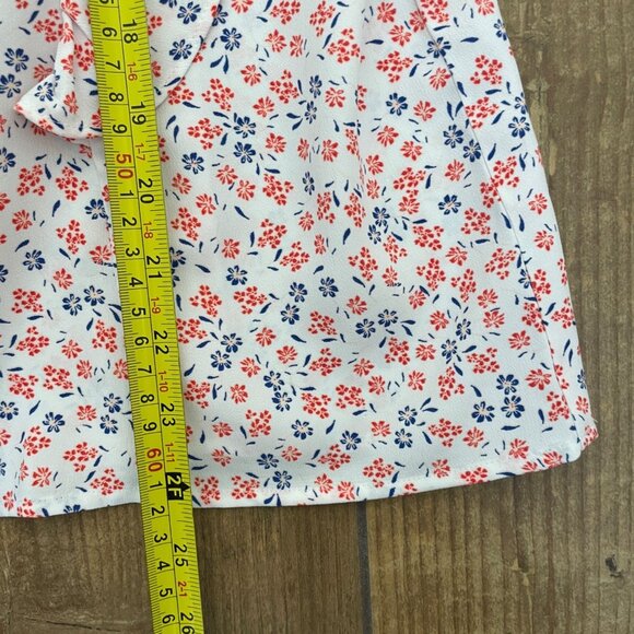 Loft Floral Ruffle Strap Sleeveless Blouse Womens L Red White Blue NWT - Picture 8 of 8